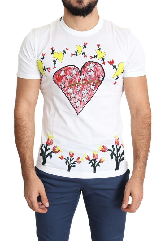 Weißes Herren-T-Shirt aus Baumwolle mit Saint Valentine-Print