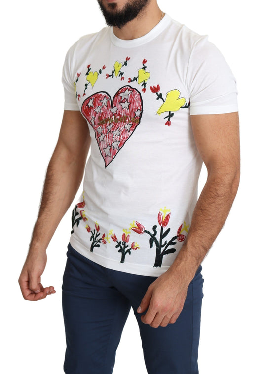 Weißes Herren-T-Shirt aus Baumwolle mit Saint Valentine-Print