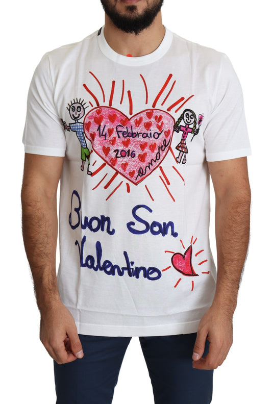 Weißes Herren-T-Shirt mit Valentinstags-Herzen-Print