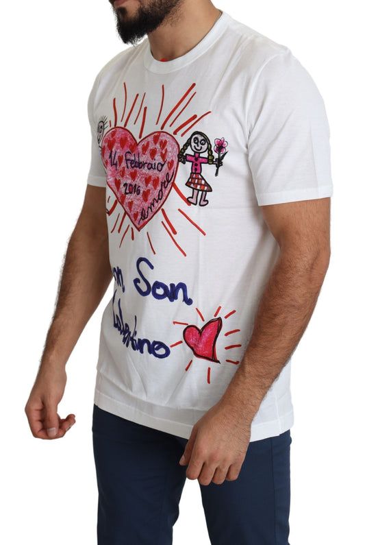 Weißes Herren-T-Shirt mit Valentinstags-Herzen-Print