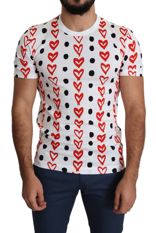 Weißes T-Shirt aus Baumwolle mit Herz-Print für Herren