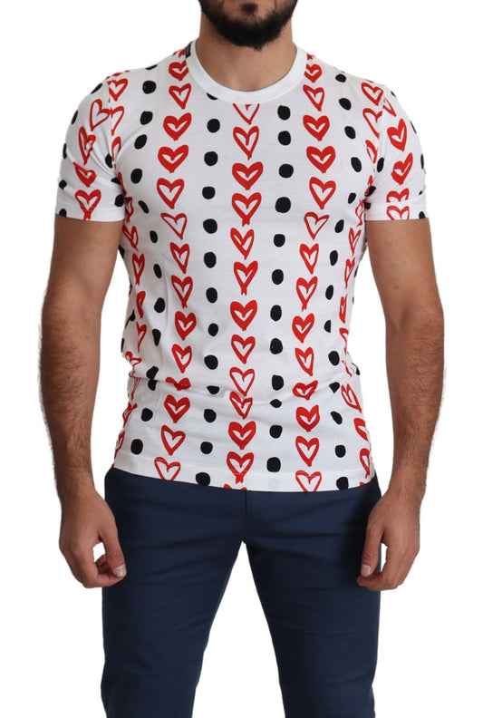 Weißes T-Shirt aus Baumwolle mit Herz-Print für Herren