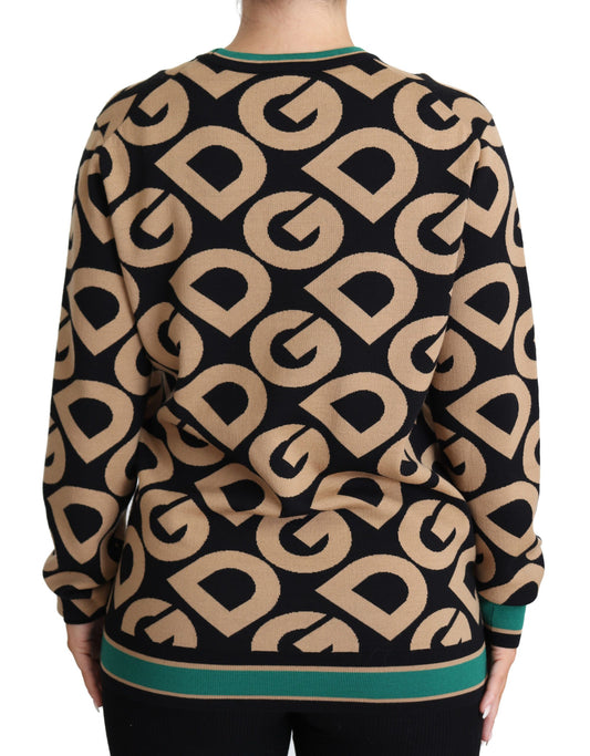 Mehrfarbiger Pullover mit Rundhalsausschnitt aus Wolle von DG Mania