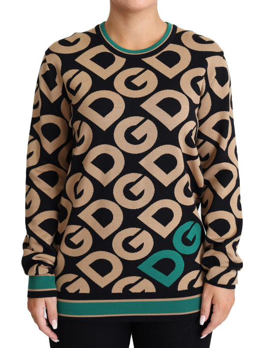 Mehrfarbiger Pullover mit Rundhalsausschnitt aus Wolle von DG Mania