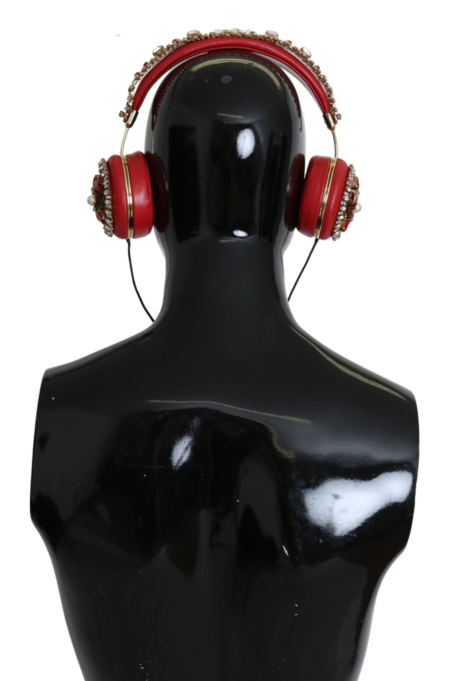 FRENDS Leder-Headset mit rotem Blumen- und Kristall-Design