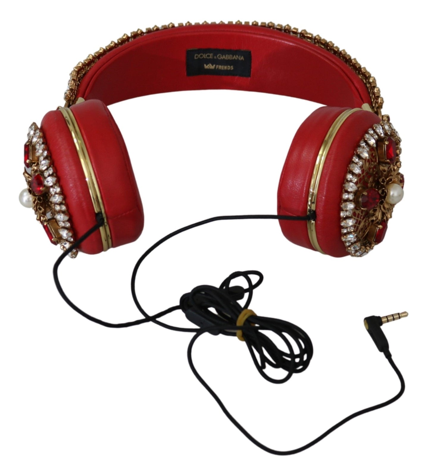 FRENDS Leder-Headset mit rotem Blumen- und Kristall-Design