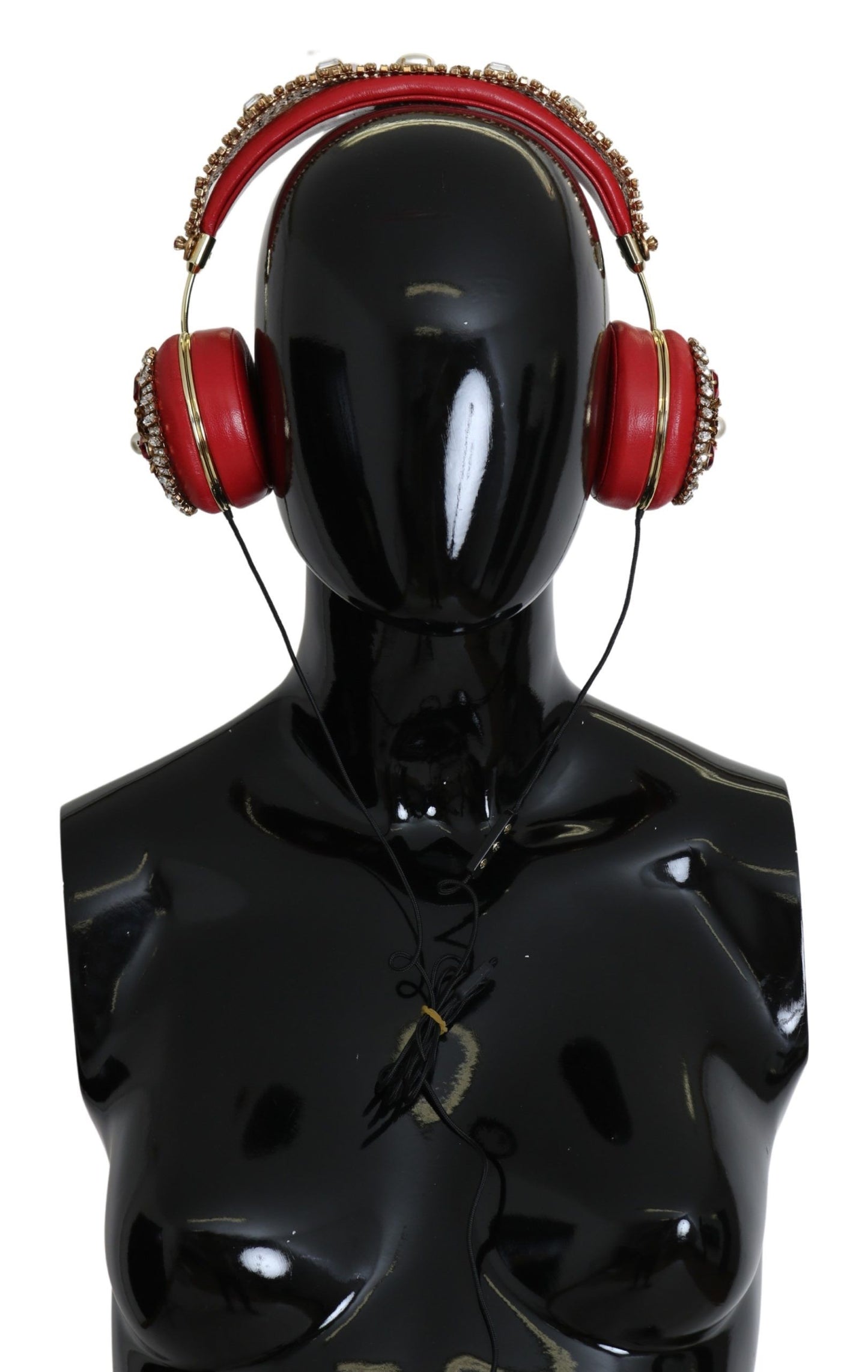 FRENDS Leder-Headset mit rotem Blumen- und Kristall-Design