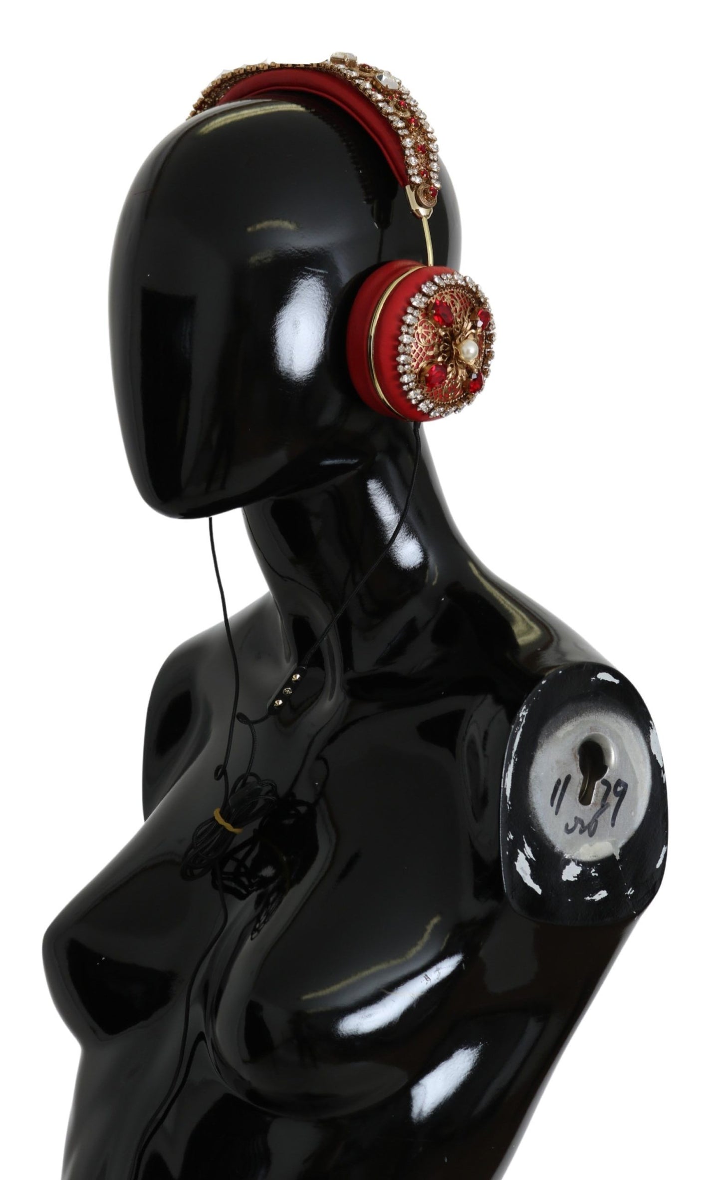 FRENDS Leder-Headset mit rotem Blumen- und Kristall-Design
