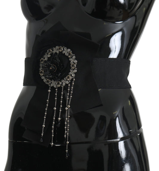 Schwarze Kristallbrosche, breiter Wai SATORIA-Gürtel