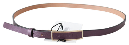 Schmaler Taillengürtel aus Leder mit goldener Logoschnalle