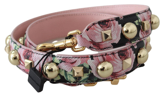 Rosa Blumen Gold Nieten Tasche Accessoire Schultergurt