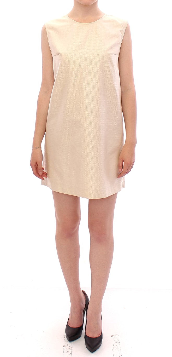 Beiges ärmelloses Etui-Minikleid
