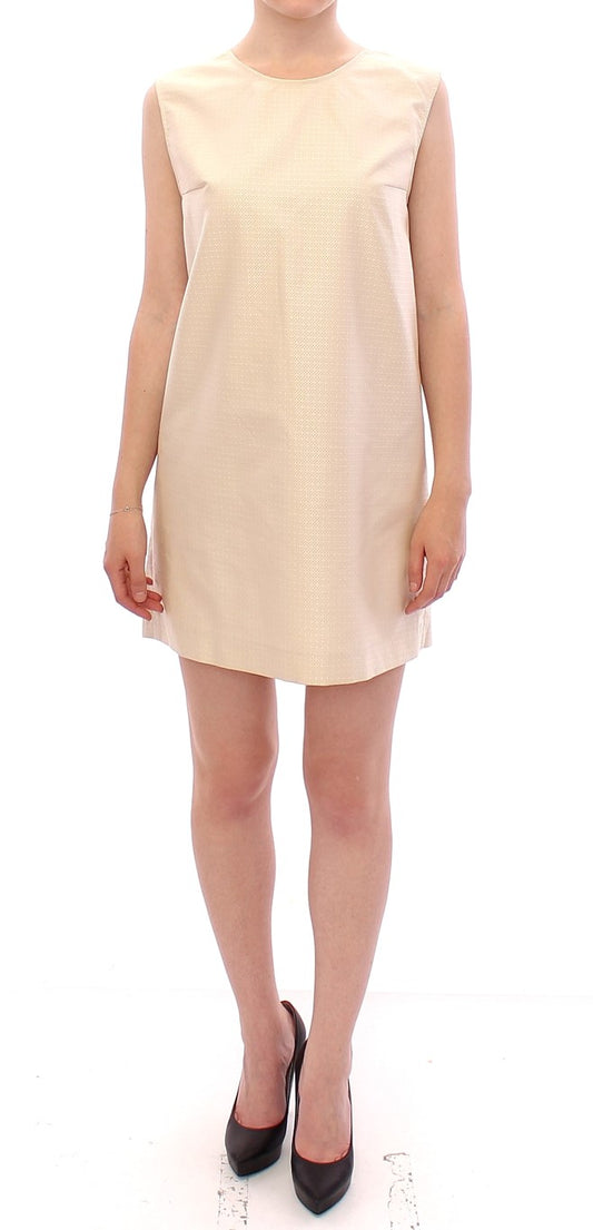 Beiges ärmelloses Etui-Minikleid
