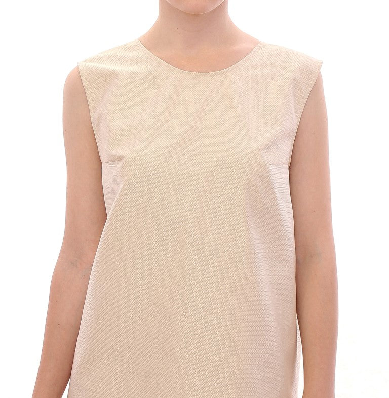 Beiges ärmelloses Etui-Minikleid