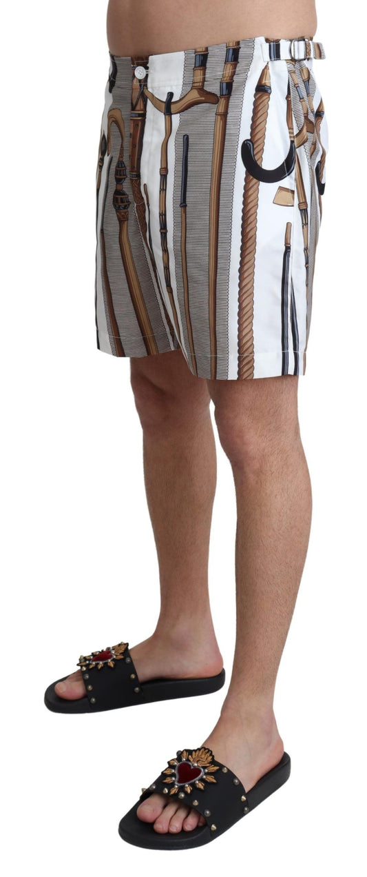 Weiße Walking Stick Beachwear Shorts Badeshorts