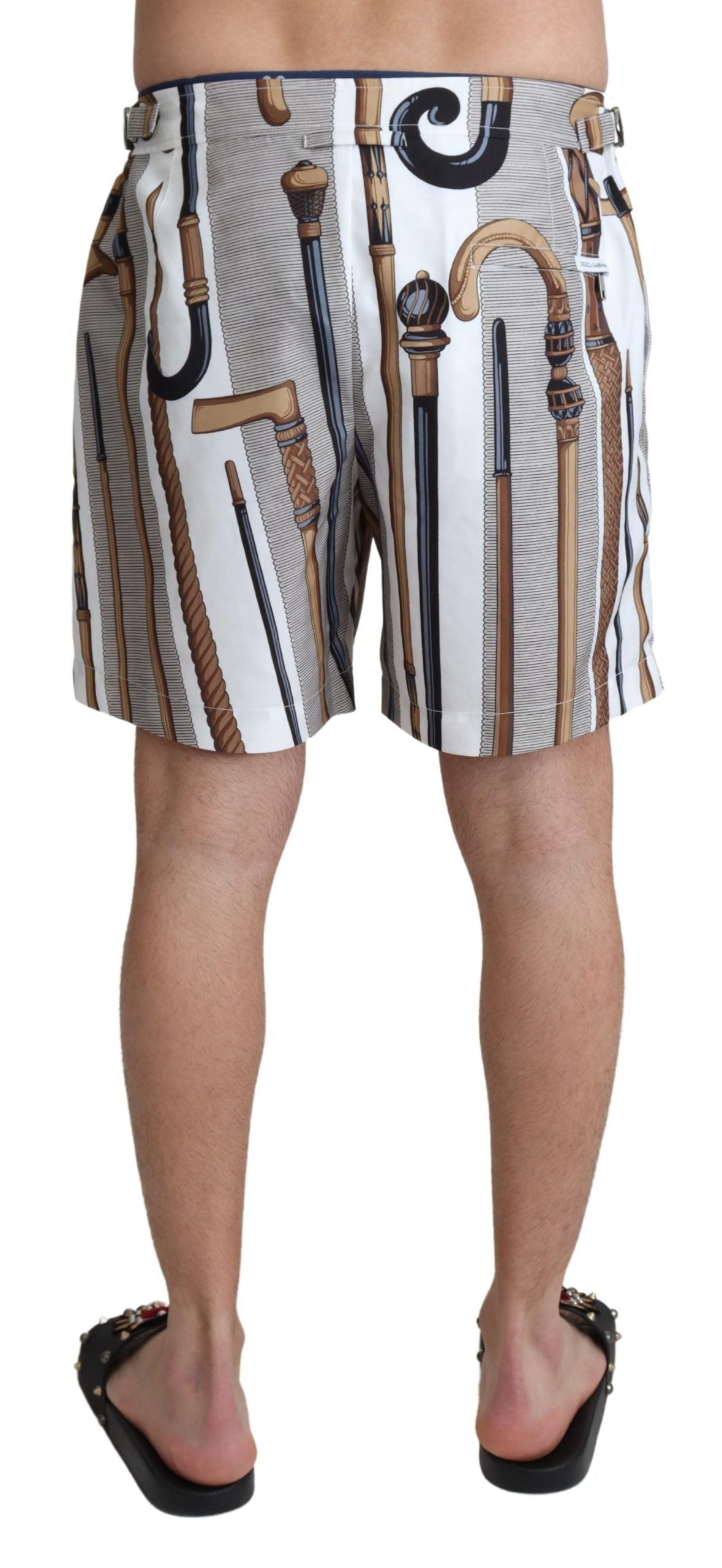 Weiße Walking Stick Beachwear Shorts Badeshorts