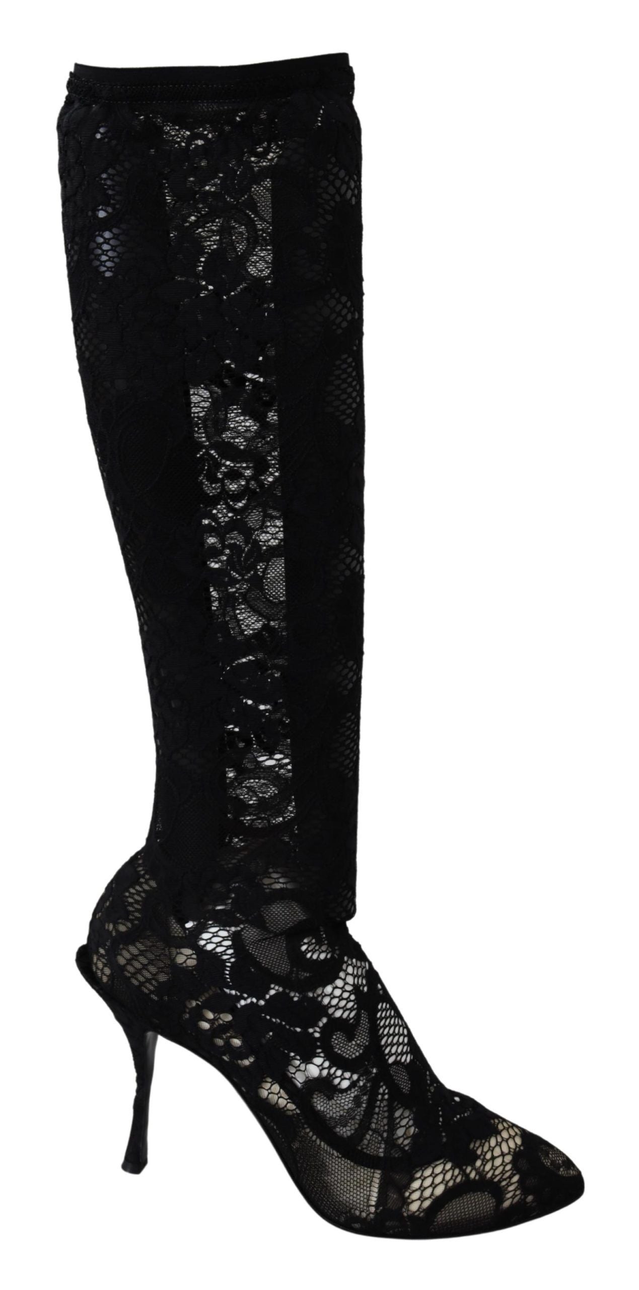 Schwarze Taormina Spitzensocken Stiefel Schuhe Pumps