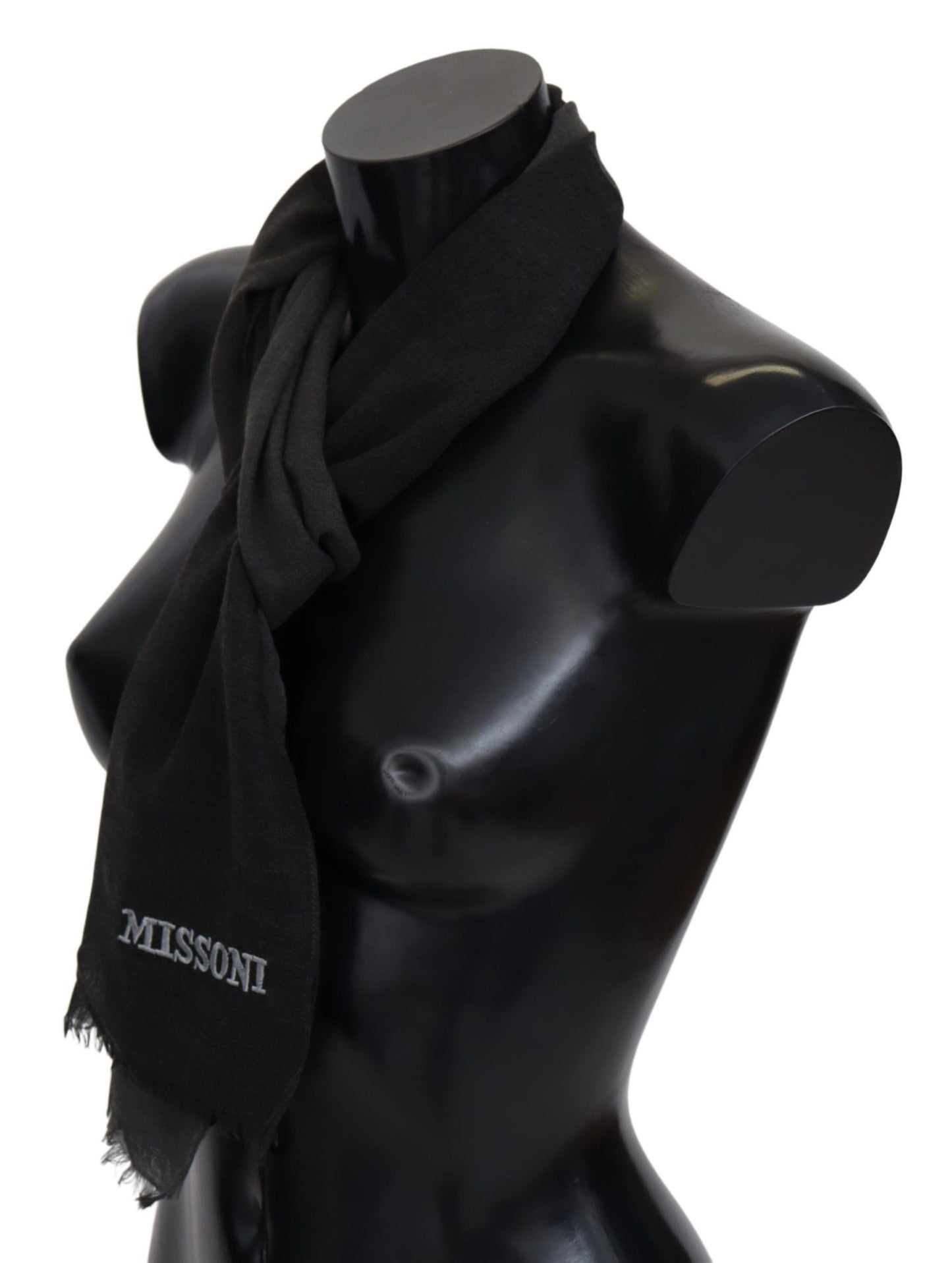 Schwarzer Unisex-Halswickelschal aus 100 % Wolle