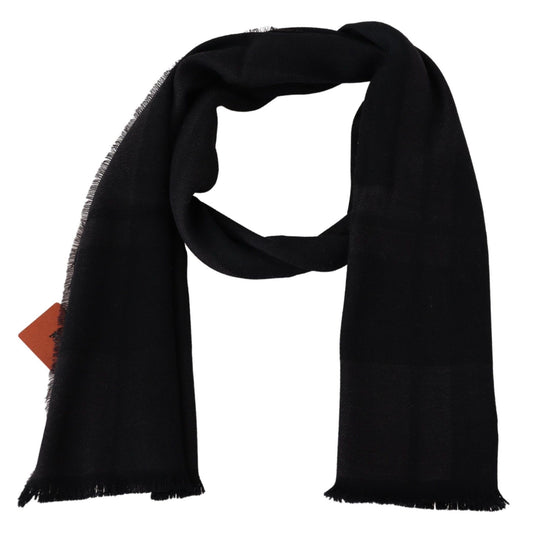 Schwarzer Unisex-Halswickelschal aus 100 % Wolle