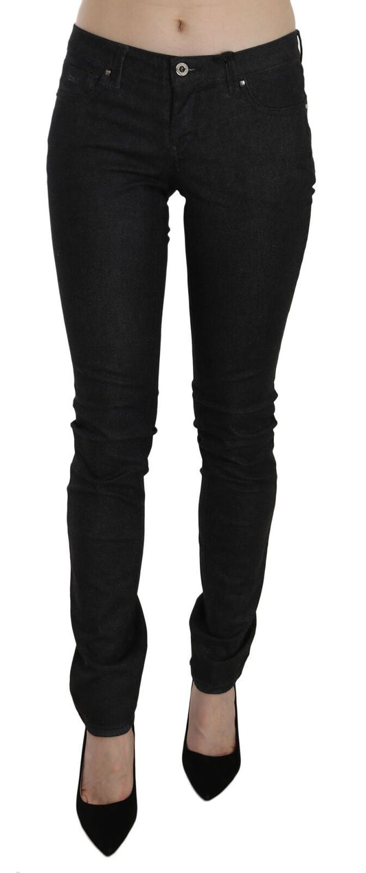 Schwarze Skinny-Casual-Jeans mit niedriger Taille
