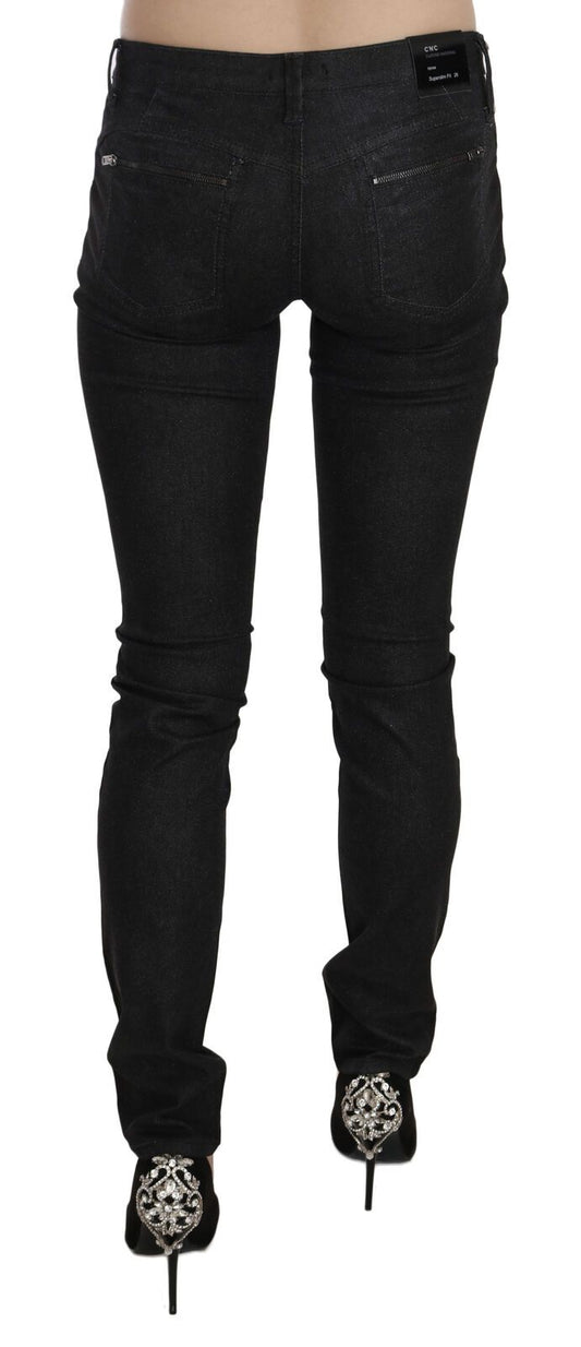 Schwarze Skinny-Casual-Jeans mit niedriger Taille