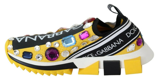 Gelbe Multicolor Kristalle Sneakers Schuhe