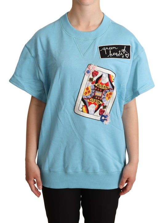 Blaues Queen Of Hearts Kartenpullover T-Shirt