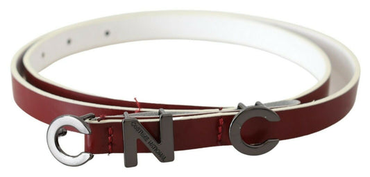 Kastanienbraune Skinny-Mode aus Leder mit Logo