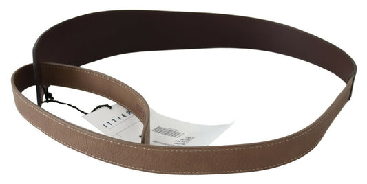 Brauner breiter Taillengürtel aus echtem Leder mit Logo
