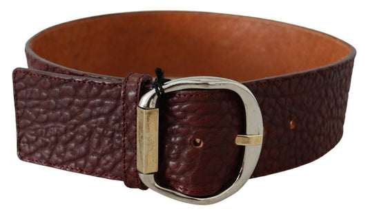 Bordeaux breiter Ledergürtel in Gold und Silber