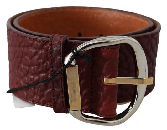 Bordeaux breiter Ledergürtel in Gold und Silber