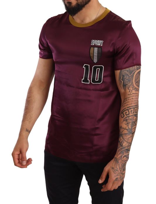 Lilafarbenes T-Shirt mit Rundhalsausschnitt und Stickerei „Sport 10“