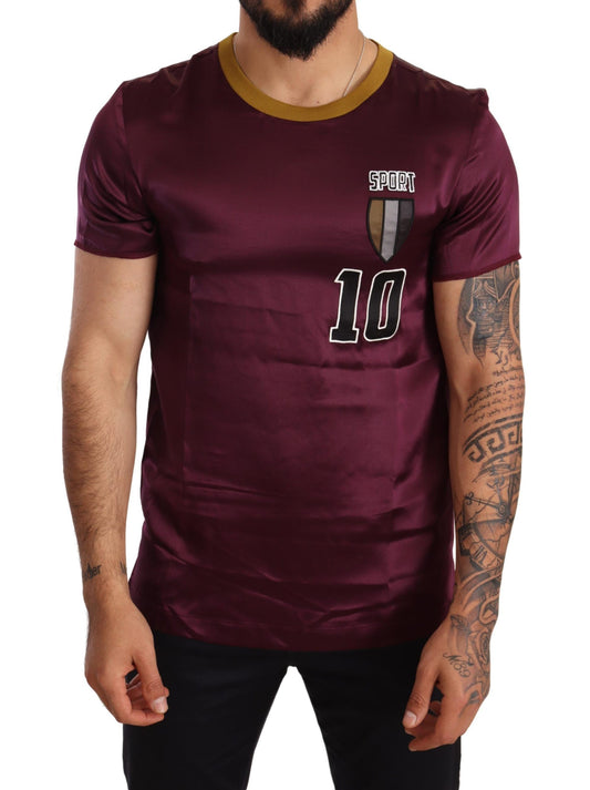 Lilafarbenes T-Shirt mit Rundhalsausschnitt und Stickerei „Sport 10“