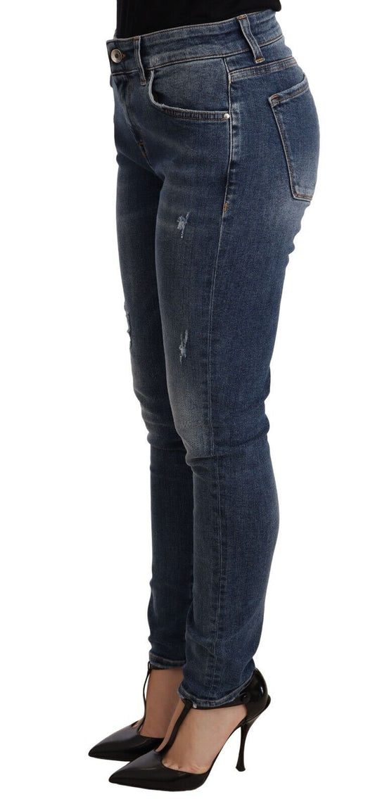 Blue Wash Skinny Denim Cotton Stretch Jeans