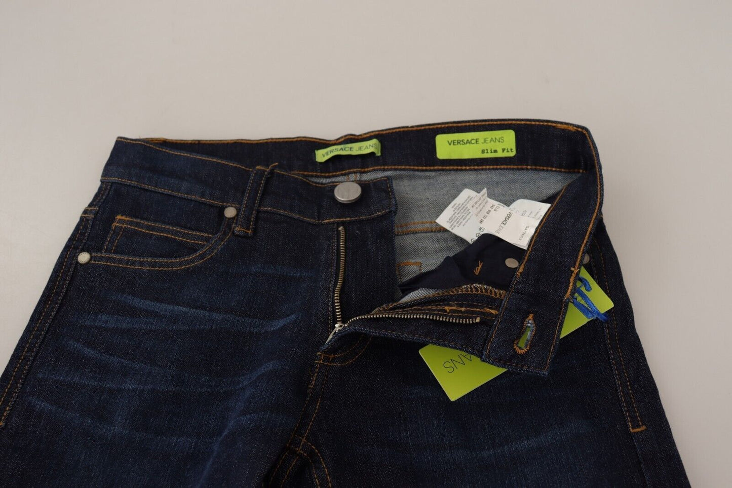Dunkelblaue Skinny-Jeans aus Baumwolle mit niedriger Taille