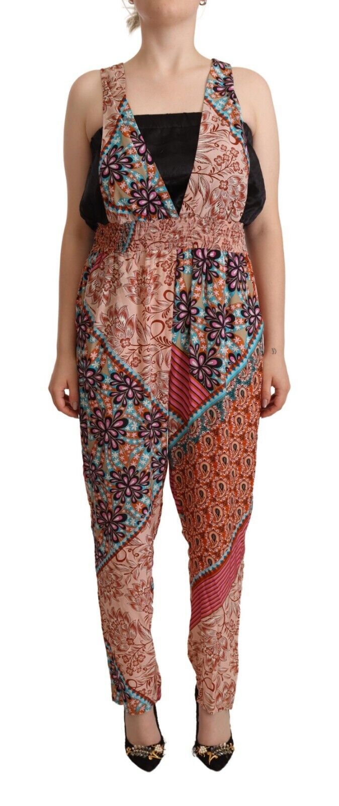 Mehrfarbiges Damen-Jumpsuitkleid aus Viskose mit Blumendruck