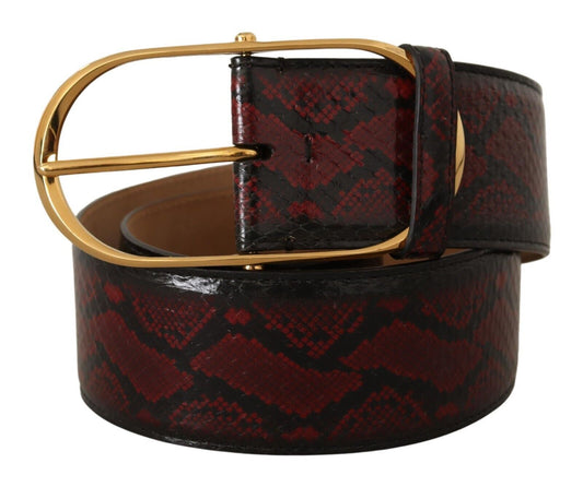 Roter Gürtel aus exotischem Leder mit ovaler Schnalle und Gold