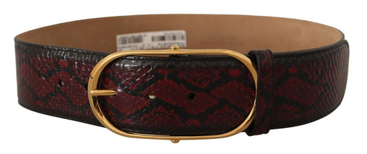 Roter Gürtel aus exotischem Leder mit ovaler Schnalle und Gold