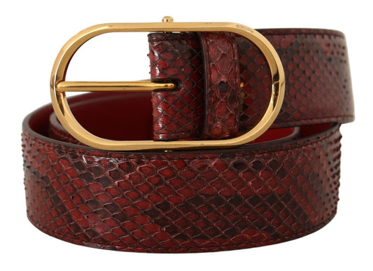 Roter Gürtel aus exotischem Leder mit ovaler Schnalle und Gold