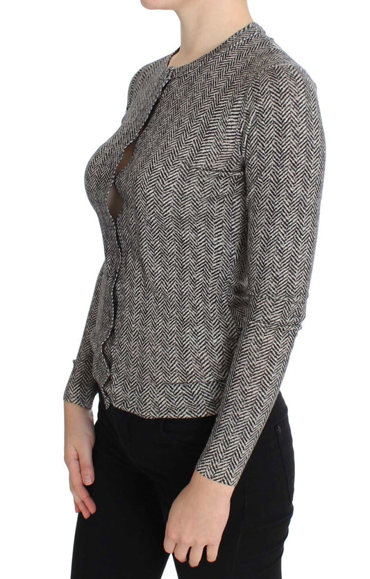 Schwarz-weißer Woll-Cardigan