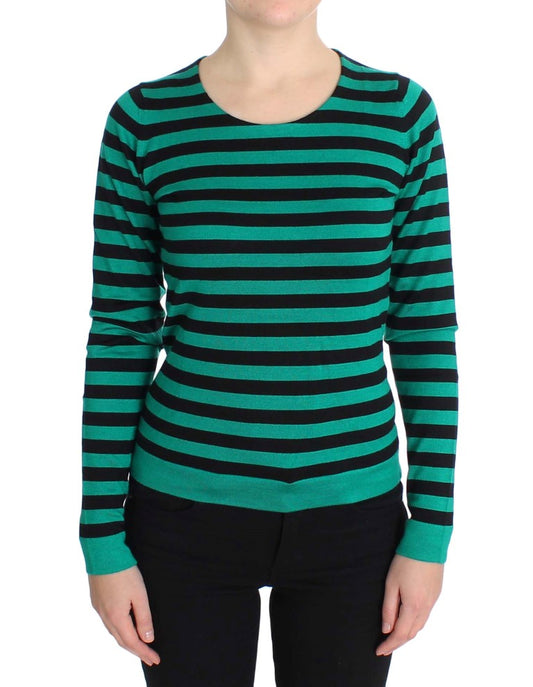 Grün-schwarzer Seiden-Kaschmirpullover
