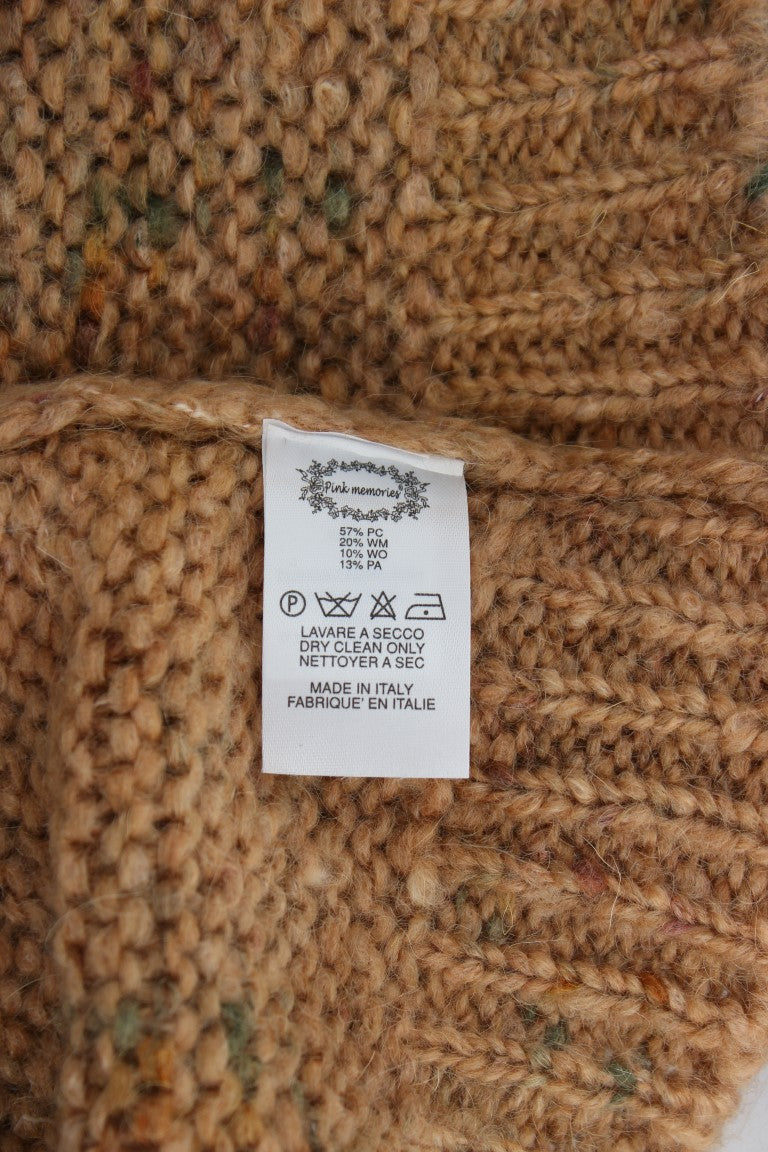 Brauner Oversize-Strickpullover aus Wollmischung