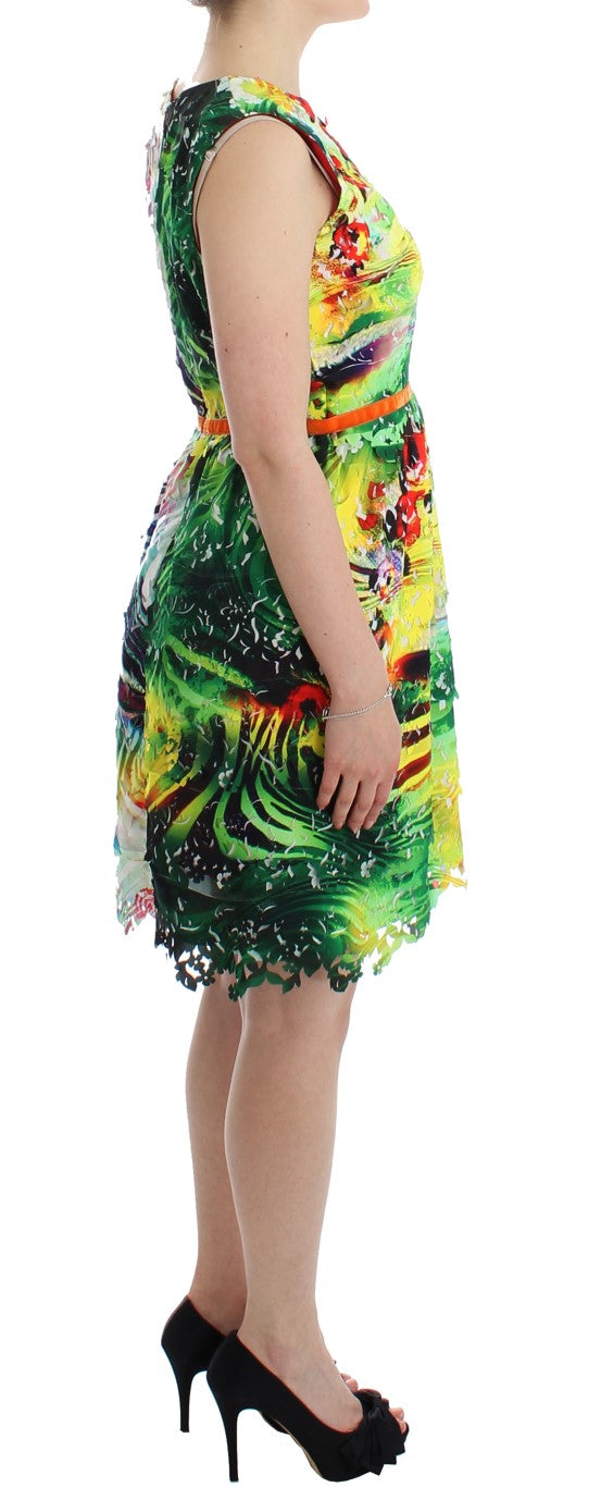 Mehrfarbiges Organza-Etuikleid