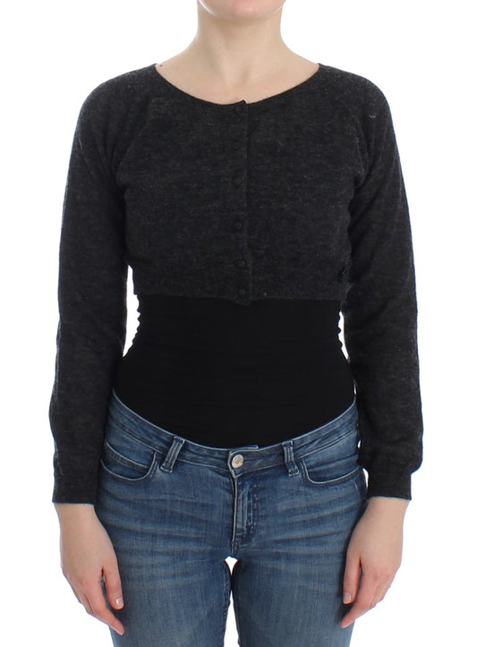 Grauer Strickjacke aus Wolle