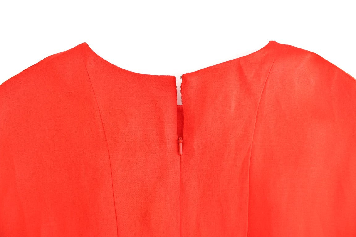 Rotes Mini-Leinen-Etuikleid mit 3/4-Ärmeln