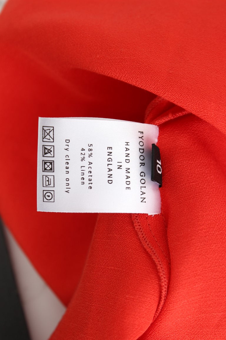 Rotes Mini-Leinen-Etuikleid mit 3/4-Ärmeln