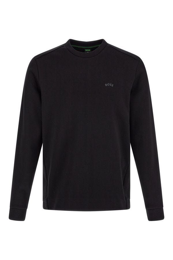 Elegantes schwarzes Rundhals-Sweatshirt aus Baumwolle