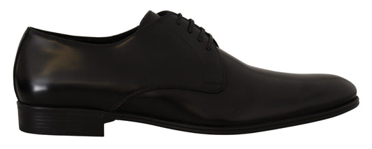 Schwarze, formelle Derby-Schuhe aus Leder mit Schnürung