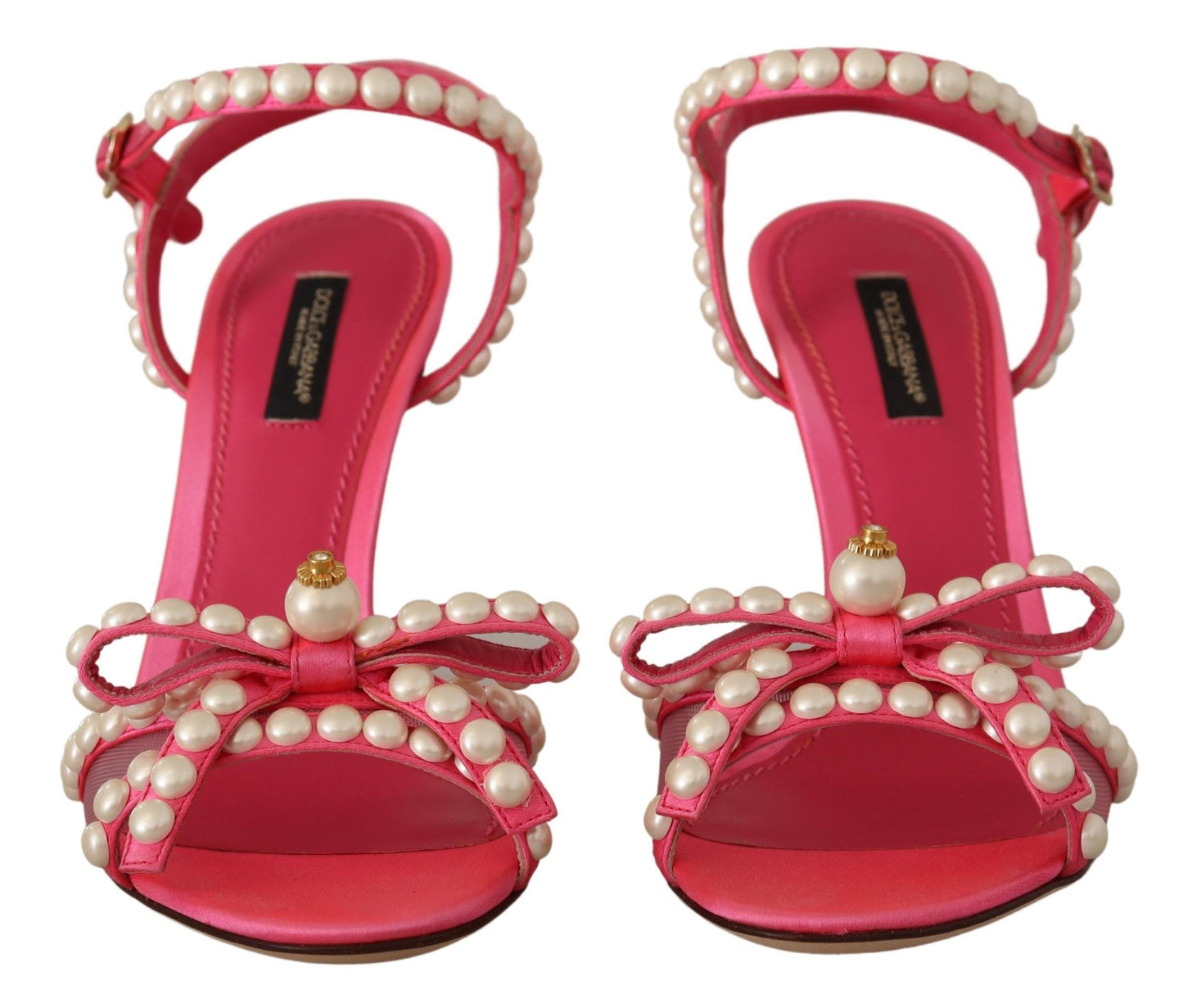 Rosa Satin Weiß Perle Kristalle Heels Schuhe