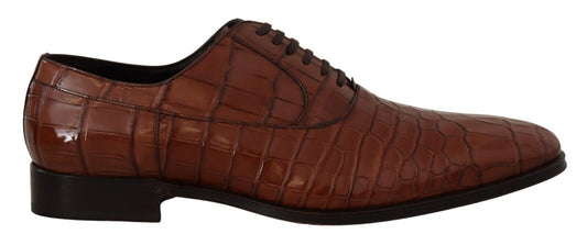 Formelle Derby-Schuhe aus braunem Krokodilleder für Herren